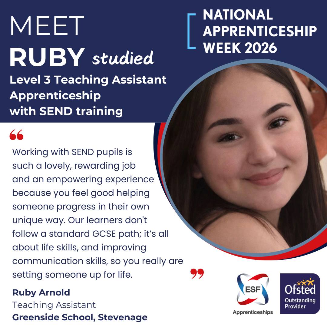 Meet Ruby Arnold studied Level 3 Teaching Assistant Apprenticeship