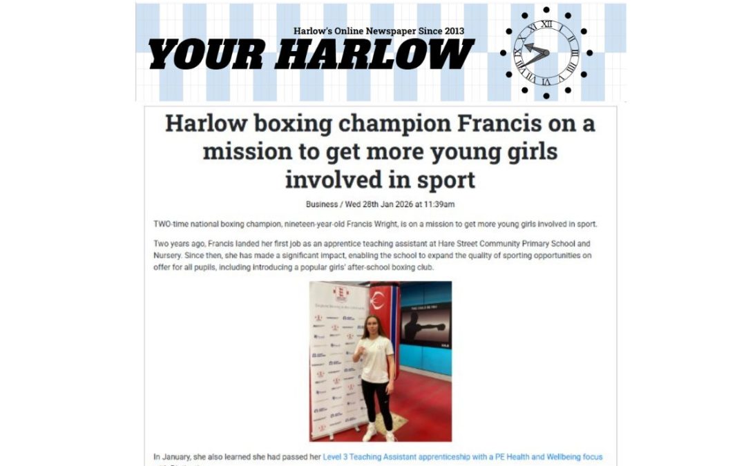 Press Clipping: Harlow boxing champion Francis on a mission to get more girls involved in sport